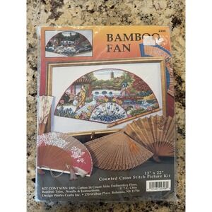 DESIGN WORKS Counted Cross Stitch Kit BAMBOO FAN - 13" x 22" - T.C. Chiu